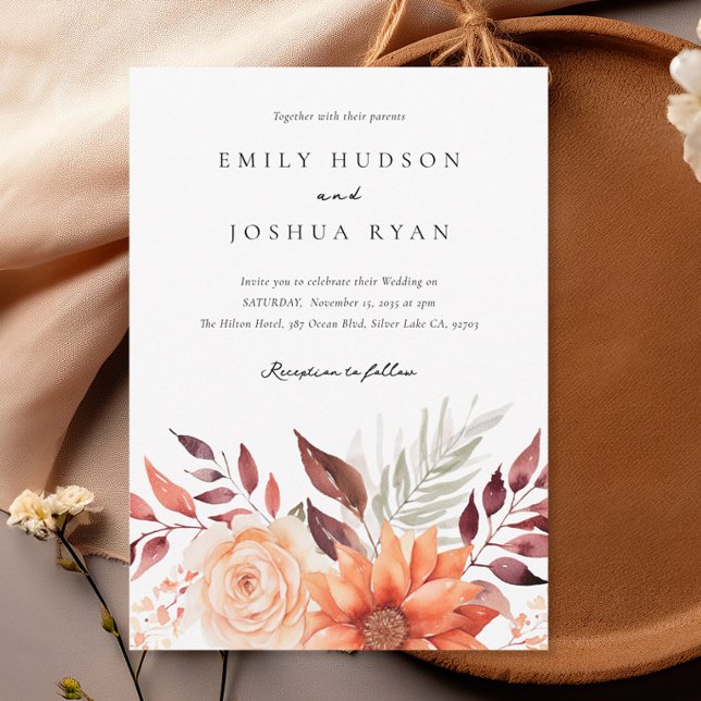 Invitación Otoño Boda Floral Boho (Subido por el creador)