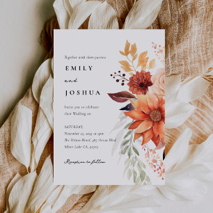 Invitación Otoño Boda Floral Boho