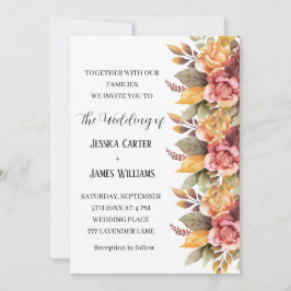 Invitación Otoño Boda floral de acuarela rusa