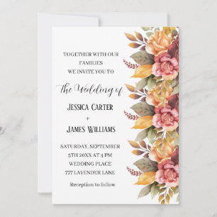 Invitación Otoño Boda floral de acuarela rusa