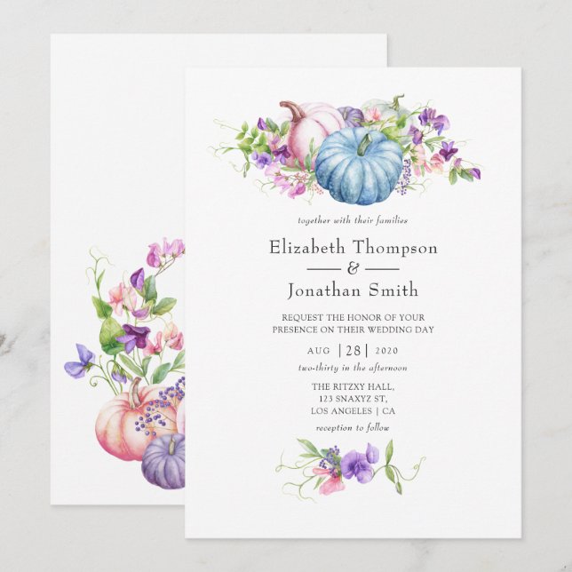 Invitación Otoño - Boda floral otoño (Anverso / Reverso)