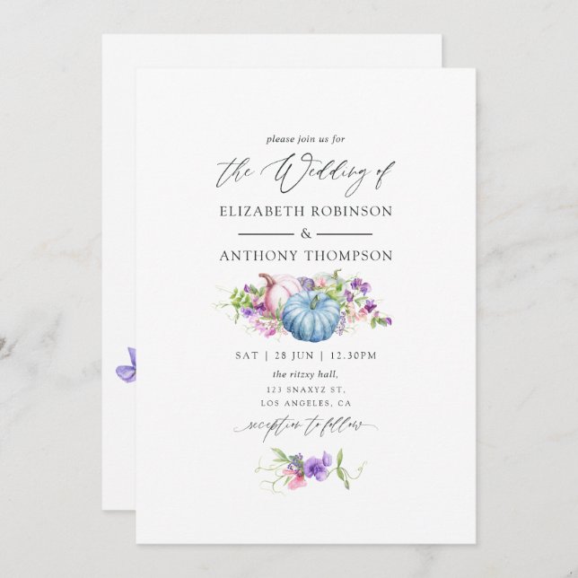 Invitación Otoño - Boda floral otoño (Anverso / Reverso)