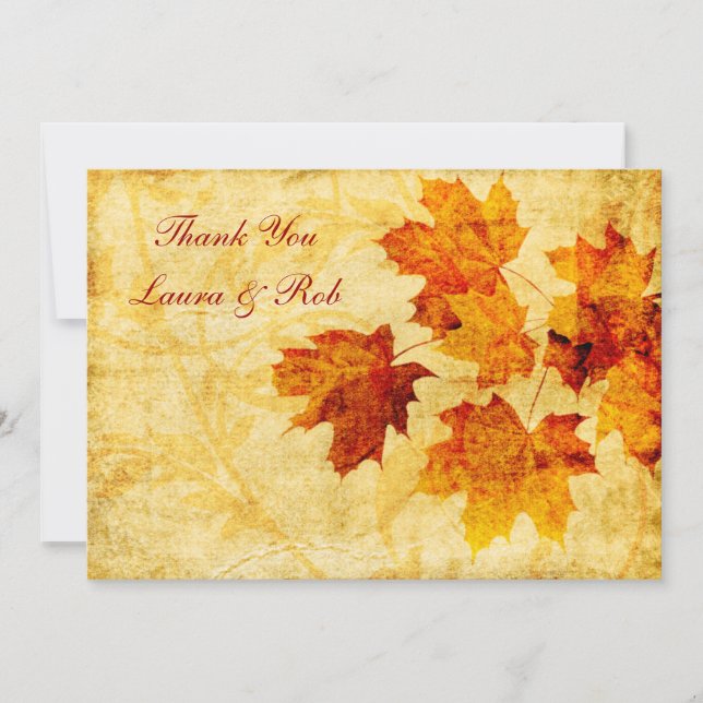 Invitación otoño boda marrón otoño Gracias (Anverso)