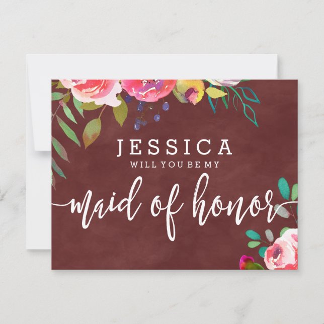 Invitación Otoño Borgoña serás mi empleada de honor (Anverso)