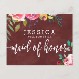 Invitación Otoño Borgoña serás mi empleada de honor