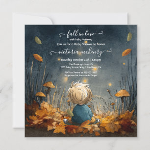 Invitación Otoño Cae enamorado luciérnagas pradera bebé ducha