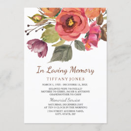 Invitación Otoño Cae Flores En El Amado Servicio De Memoria