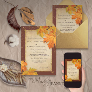 Invitación Otoño Cae Leaf Sale Elegante Boda