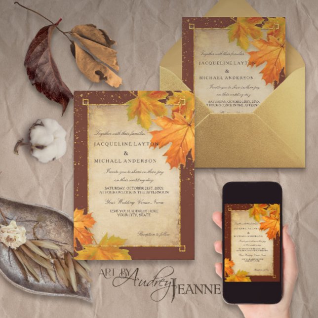 Invitación Otoño Cae Leaf Sale Elegante Boda (Subido por el creador)