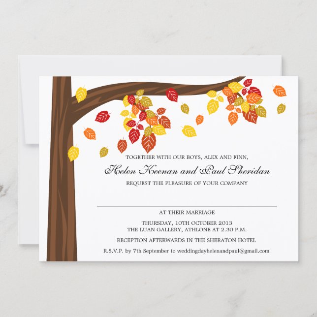 Invitación Otoño Cae Sale del Boda V3 (Anverso)