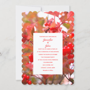 Invitación Otoño Caída de las Berries Rojas deja Boda de Guay