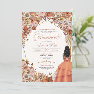 Invitación Otoño Caída Floral Seca Sale Quinceanera