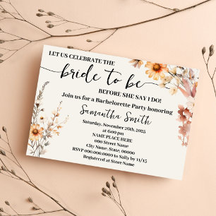 Invitación Otoño Caída Flores Silvestres Moda de ducha de nov