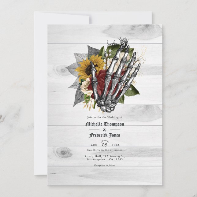 Invitación Otoño Caída Rústica Floral Boda Gótico (Anverso)