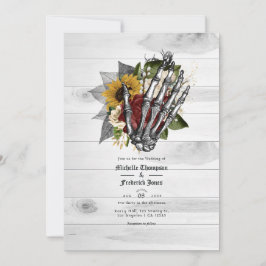 Invitación Otoño Caída Rústica Floral Boda Gótico