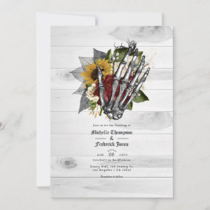 Invitación Otoño Caída Rústica Floral Boda Gótico