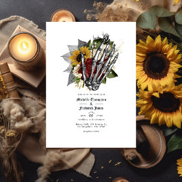 Invitación Otoño Caída Rústica Floral Boda Gótico Código QR