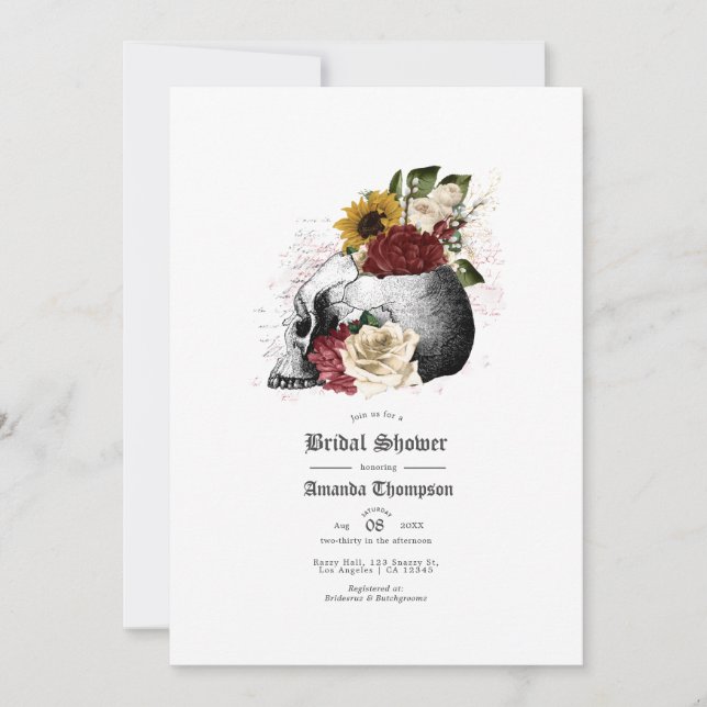 Invitación Otoño Caída Rústica Floral Gótica Bridal Ducha (Anverso)