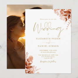 Invitación Otoño Caída Rústica Moda de fotografía floral Boda