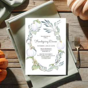 Invitación Otoño CALABAZA BLANCA Verdor Amigos Regalo