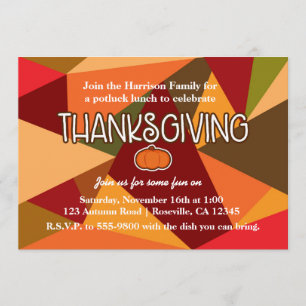 Invitación Otoño Calabaza Día de Acción de Gracias Diversión 