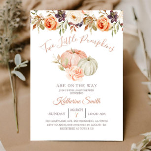 Invitación Otoño Calabaza Dos Pequeñas Calabazas Baby Shower