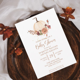 Invitación Otoño Calabaza Hoja Burgundy Floral BOHO