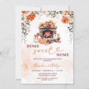 Invitación Otoño Casa Calentador Fiesta Calabaza Hogar Dulce 