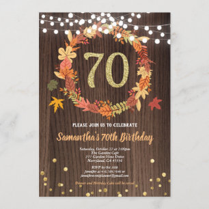 Invitación Otoño cumpleaños 70 de agradecimiento por oro de m