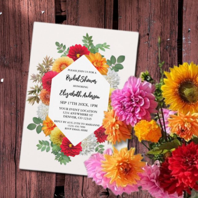Invitación Otoño Dahlia Floral Fall Bridal Shower (Subido por el creador)