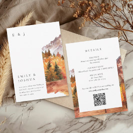 Invitación Otoño de otoño en un solo Boda de código QR RSVP