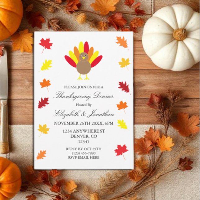 Invitación Otoño deja a la Turquía del Día de Acción de Graci (Subido por el creador)