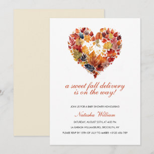 Invitación Otoño deja a Love Heart Fall Baby Shower