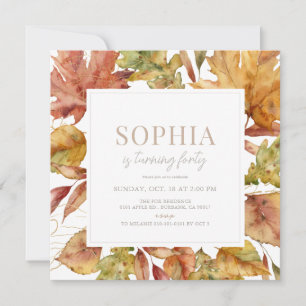 Invitación Otoño deja acuarela Adulto en cumpleaños