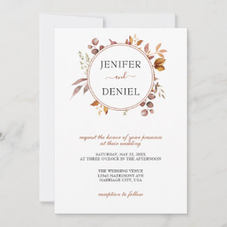 Invitación Otoño deja al país ruso Boho Boda