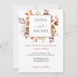 Invitación Otoño deja al país ruso Boho Boda