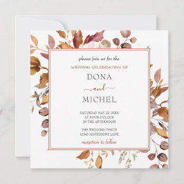 Invitación Otoño deja al país ruso Boho Boda