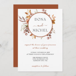 Invitación Otoño deja al país ruso Boho Boda