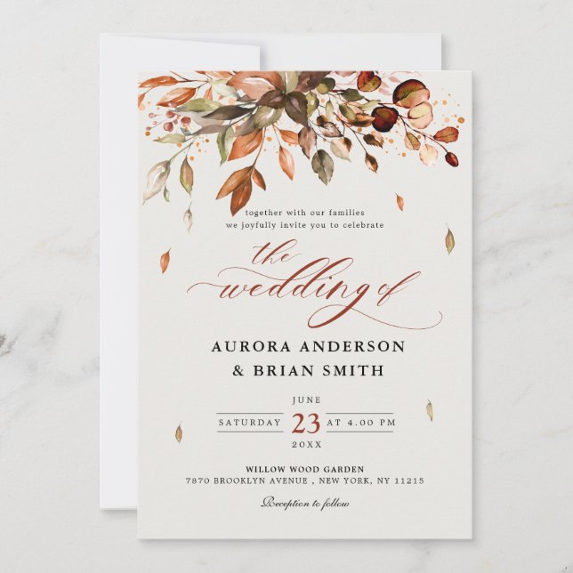 Invitación Otoño deja al país ruso como Boda de Boho (Anverso)