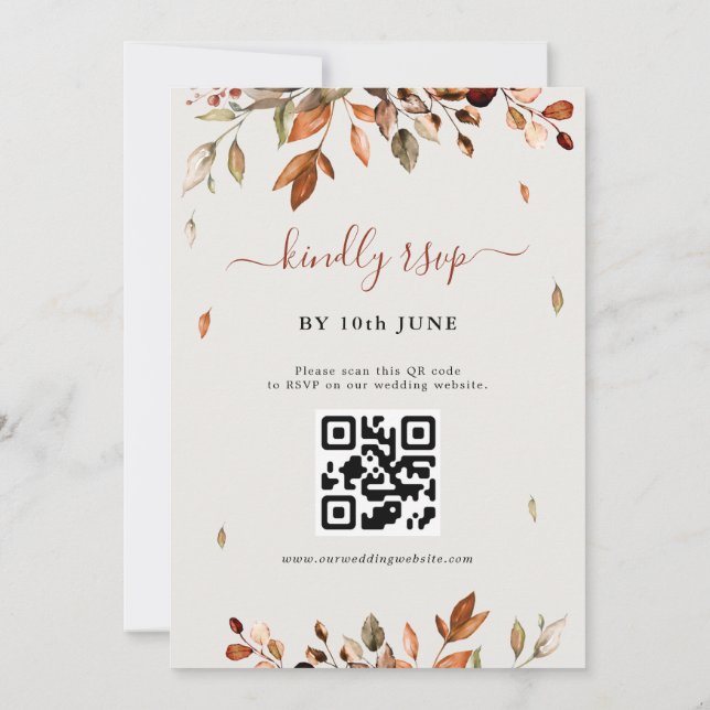 Invitación Otoño deja al país ruso como Boda de Boho (Reverso)