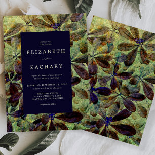 Invitación Otoño deja Boda amarillo verde púrpura