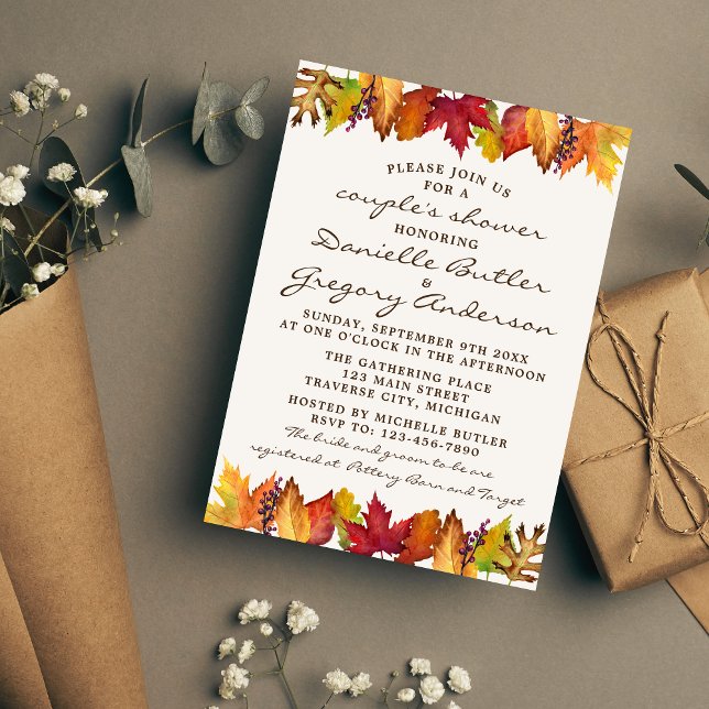 Invitación Otoño deja caer la ducha de la pareja matrimonial (Subido por el creador)