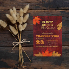 Invitación Otoño deja comer bebida y estar agradecido por la