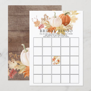 Invitación Otoño deja el juego de la ducha nupcial BINGO