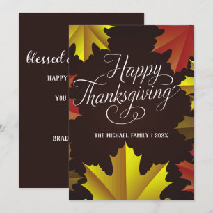 Invitación otoño deja feliz acción de gracias