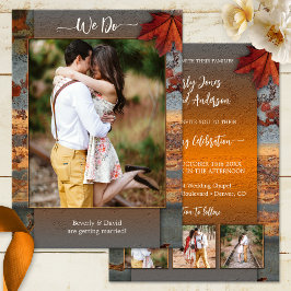 Invitación Otoño deja foto de Boda industrial