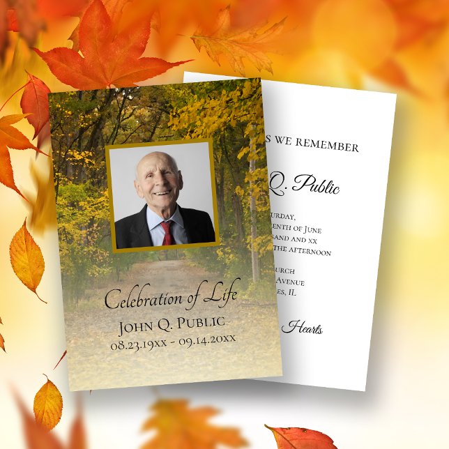 Invitación Otoño deja la celebración del funeral de la vida e (Subido por el creador)
