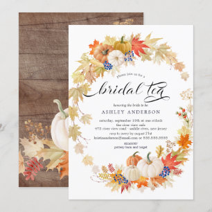 Invitación Otoño Deja Té De Ducha De Novias De Guerra