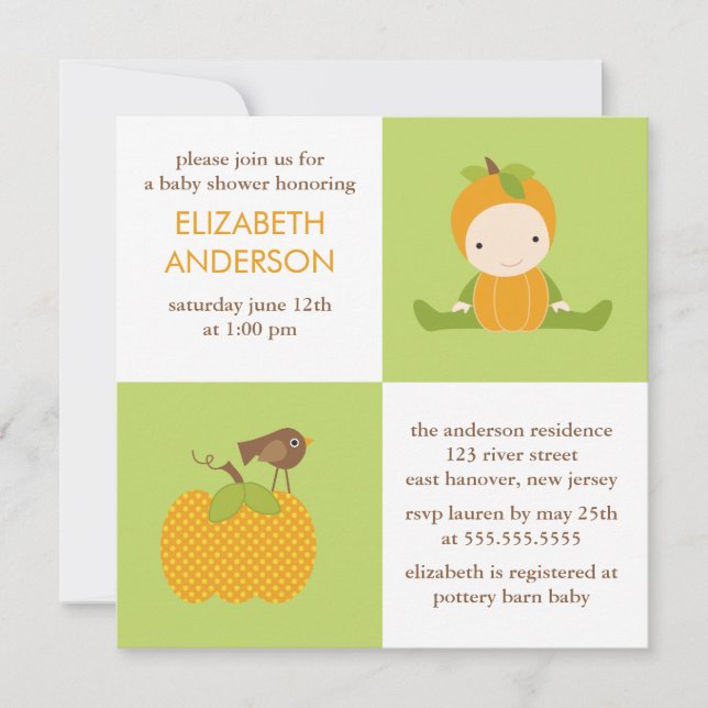 Invitación Otoño dulce Baby Shower (Anverso)