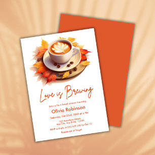 Invitación Otoño El amor otoñal está preparando café Ducha de